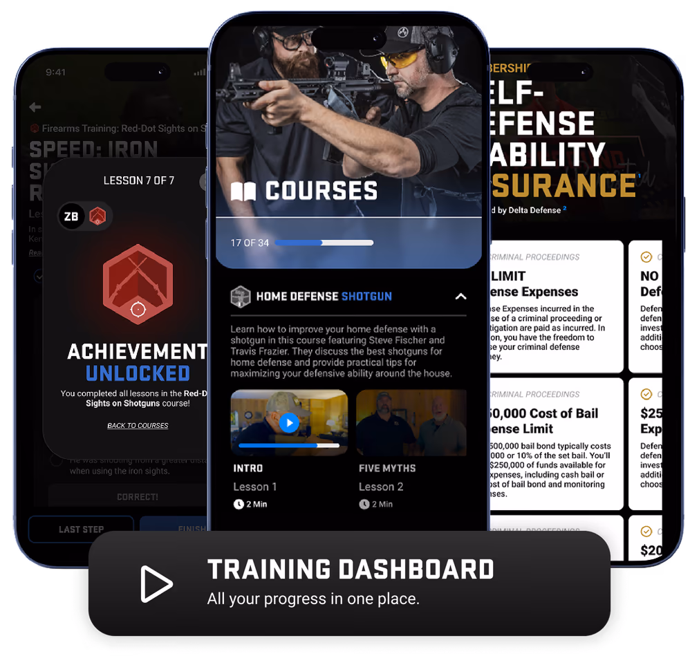 USCCA app training dashboard, courses, and achievements